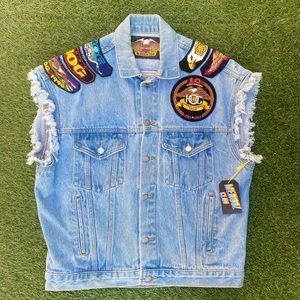Vintage Harley Davidson HOG Biker Vest Denim Cut Sleeve Men's Size Medium